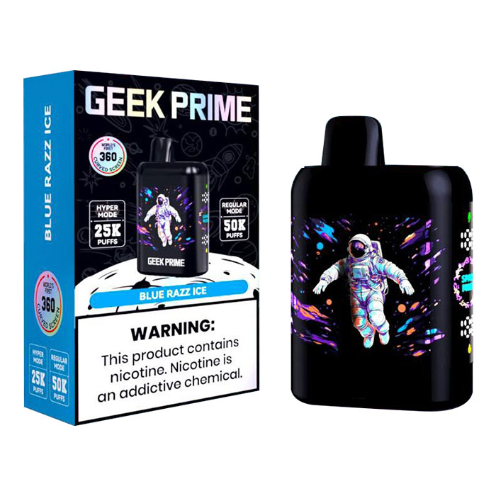 Geek Prime Blue Razz Ice 50K Puffs Disposable Vape Ct 5