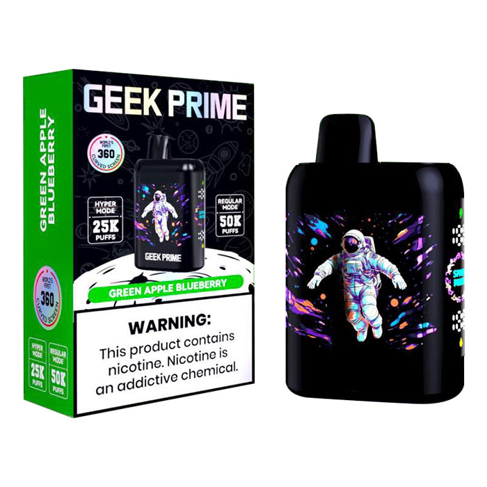 Geek Prime Green Apple Blueberry 50K Puffs Disposable Vape Ct 5