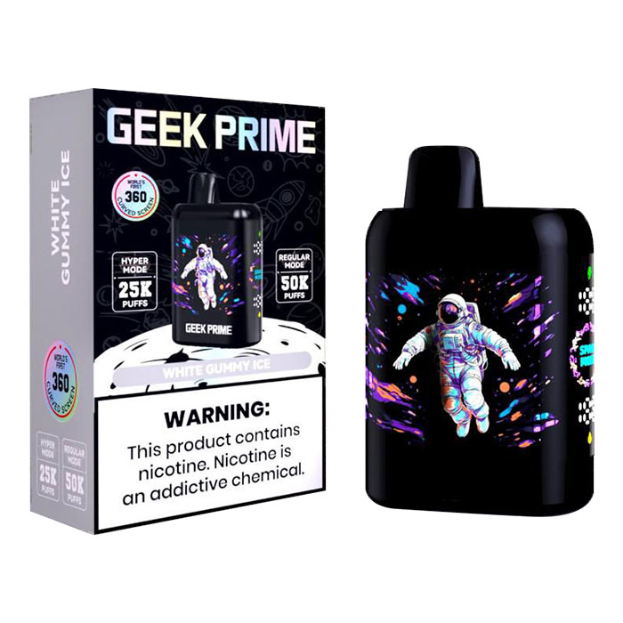 Geek Prime White Gummy Ice 50K Puffs Disposable Vape Ct 5