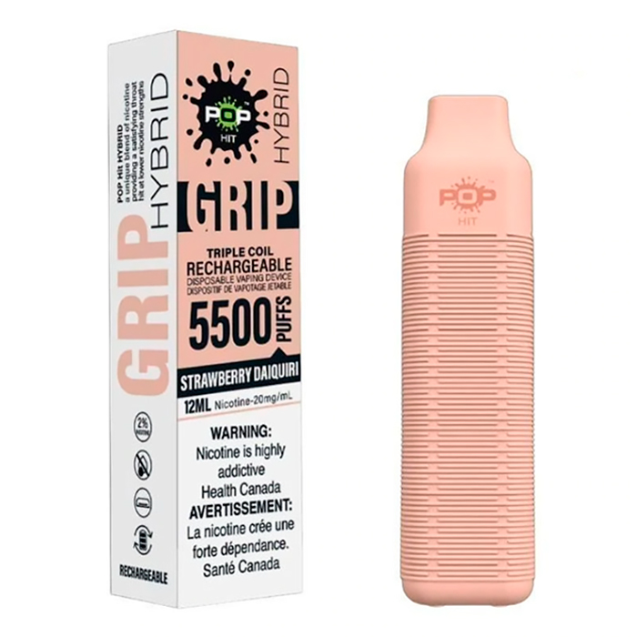 Strawberry Daiquiri 5500 Puffs Pop Hybrid Grip Rechargeable Vape Display of 10
