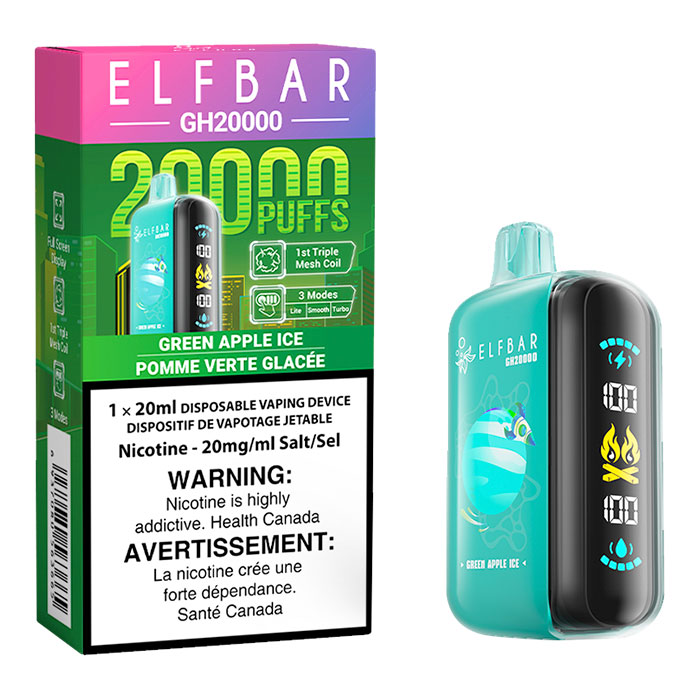 Green Apple Ice Elfbar GH20000 Puffs Disposable Vape Ct-5