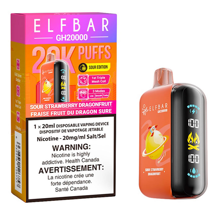 Sour Strawberry Dragon Fruit Elfbar GH20000 Puffs Disposable Vape Ct-5