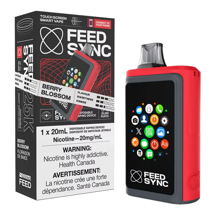 Cherry Blossom Feed Sync Upto 30000 Puffs Disposable Touch Screen Smart Vape Ct 5