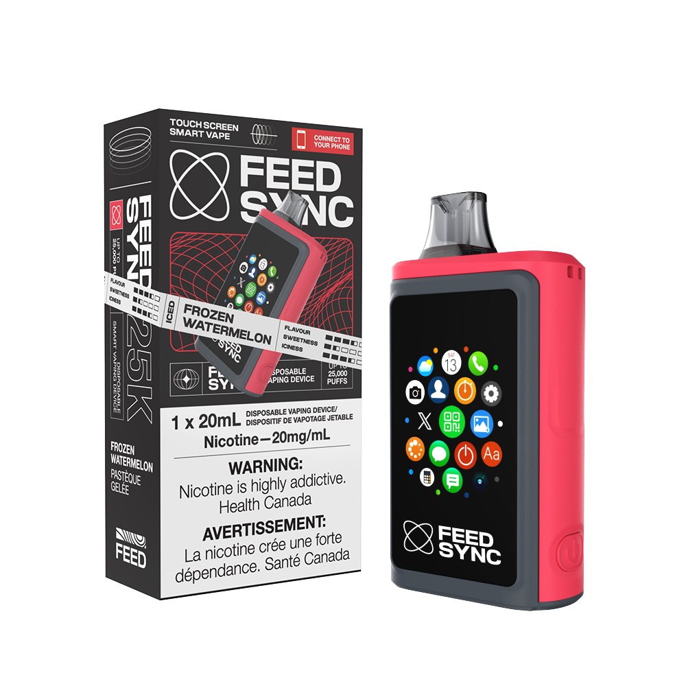 Melon Ice Feed Sync Upto 30000 Puffs Disposable Touch Screen Smart Vape Ct 5