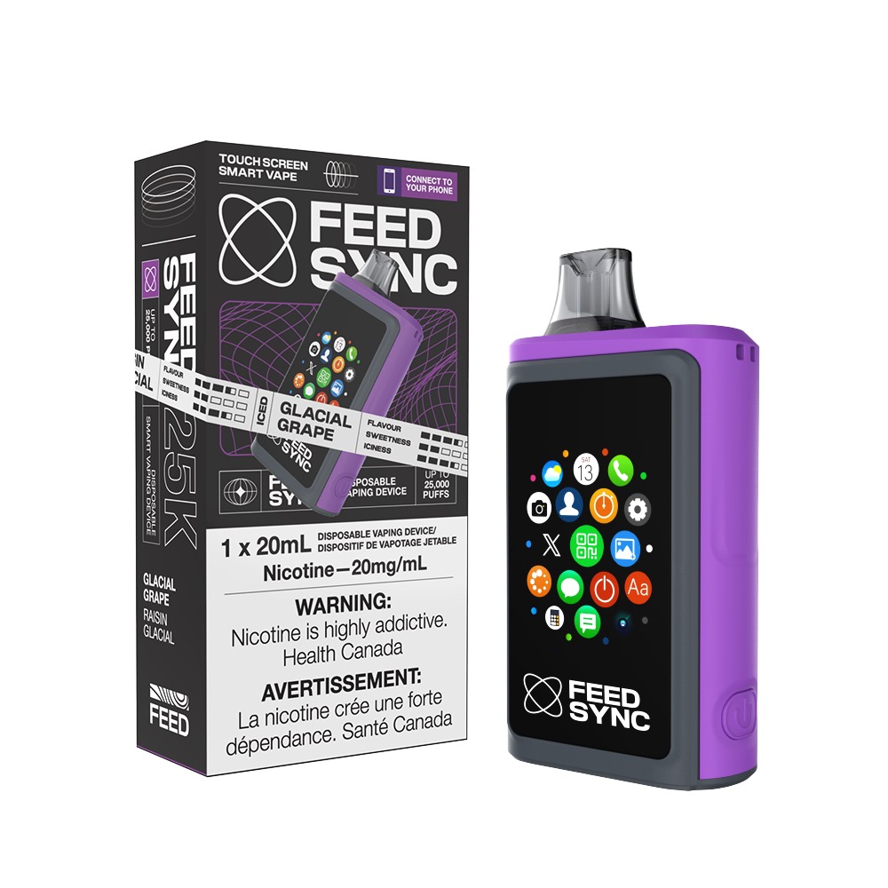 Purple Haze Feed Sync Upto 30000 Puffs Disposable Touch Screen Smart Vape Ct 5
