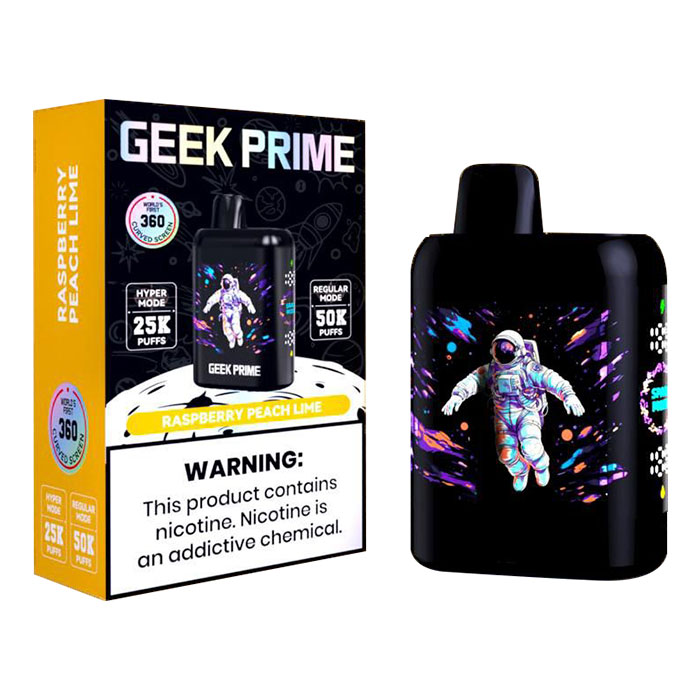 Geek Prime Juicy Peach Ice 50K Puffs Disposable Vape Ct 5