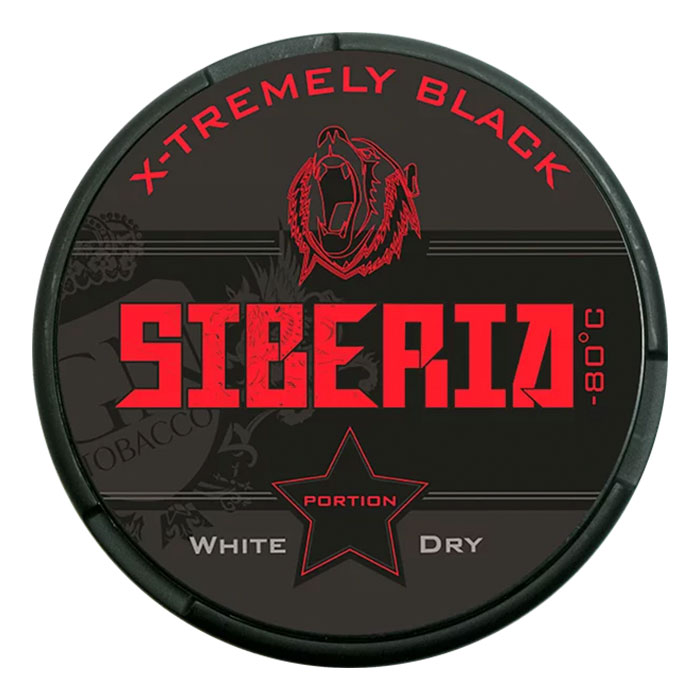 Extremely Black White Portion Dry Siberia Nicotine Pouch Sleeve of 10