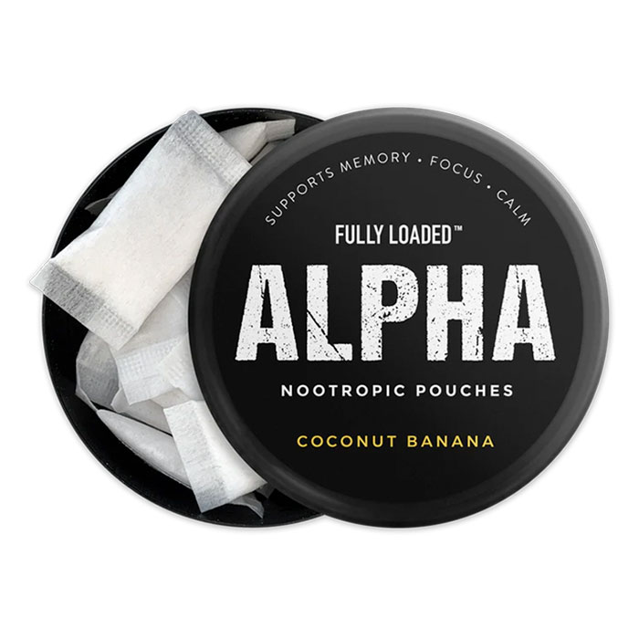 Coconut Banana Fully Loaded ALPHA Nootropic Pouches Display of 5 