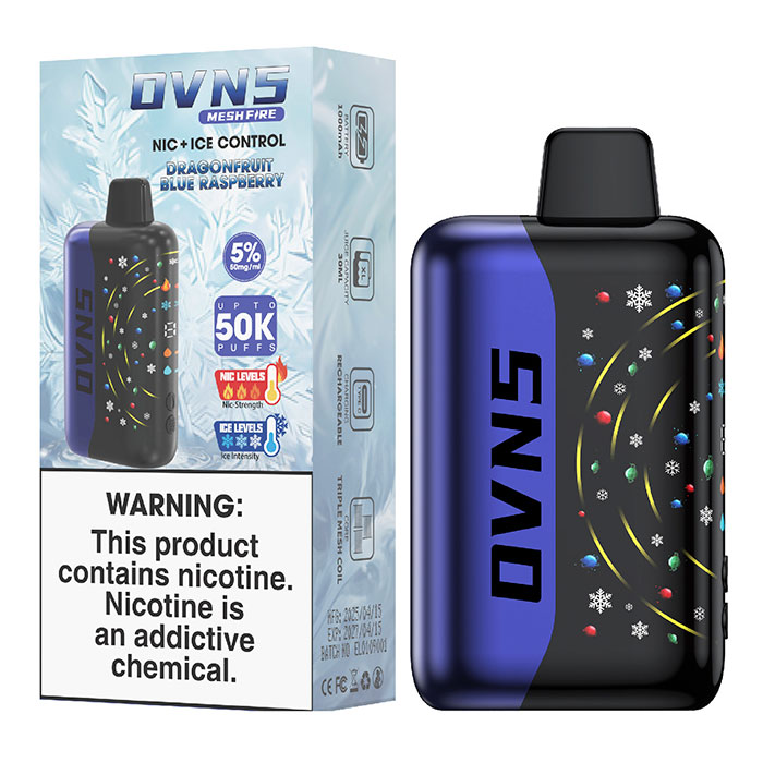 Dragon Fruit Blue Raspberry OVNS Mesh Fire 50000 Puffs Disposable Vape Ct 5