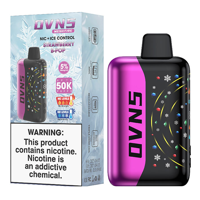 Strawberry B Pop OVNS Mesh Fire 50000 Puffs Disposable Vape Ct 5