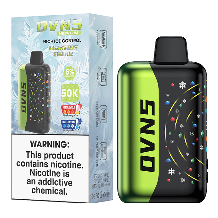 Strawberry Kiwi Ice OVNS Mesh Fire 50000 Puffs Disposable Vape Ct 5