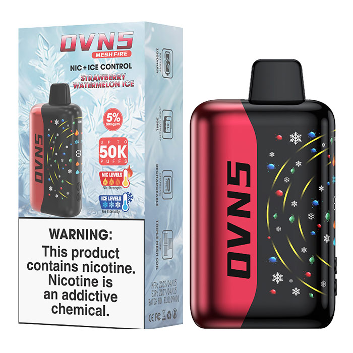 Strawberry Watermelon Ice OVNS Mesh Fire 50000 Puffs Disposable Vape Ct 5