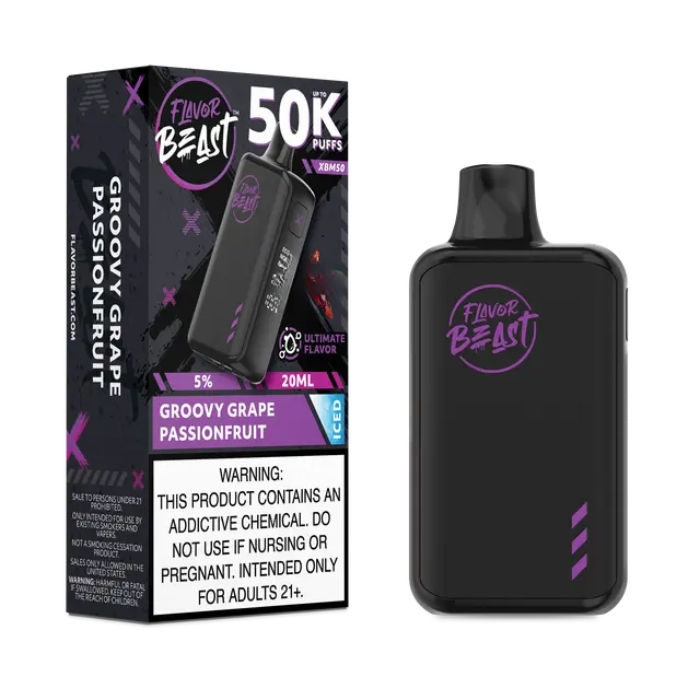 Groovy Grape Passionfruit Iced Flavor Beast XBM50 50000 Puffs Disposable Vape Ct-5