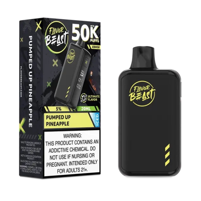 Pumped Up Pineapple Iced Flavor Beast XBM50 50000 Puffs Disposable Vape Ct-5