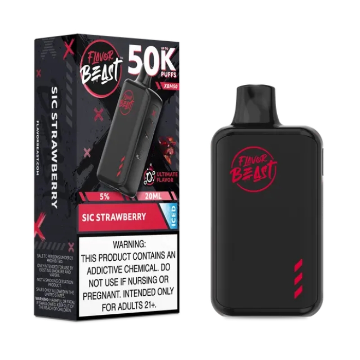 Sic Strawberry Iced Flavor Beast XBM50 50000 Puffs Disposable Vape Ct-5